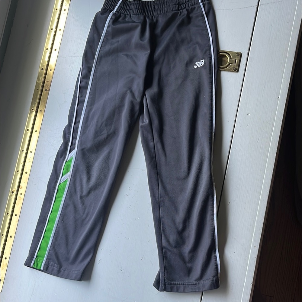 Boys New Balance Charcoal Pants with Lime Accent